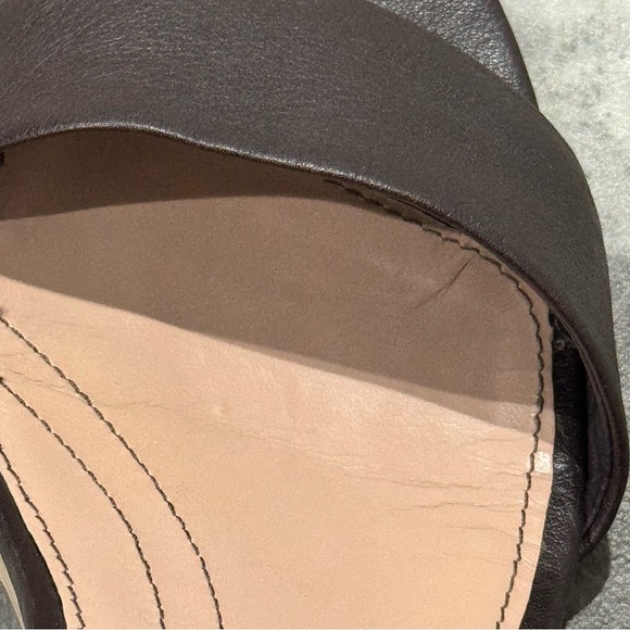 Camper Brown Leather Wedge Sandals Size 8.5 EUR 39 Hook and Loop Open Toe - Picture 9 of 13